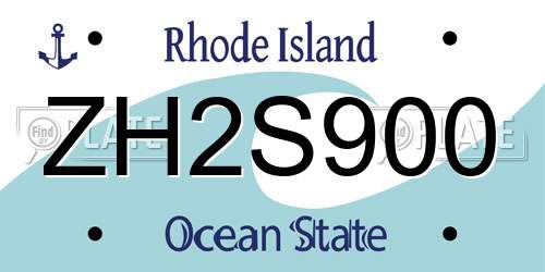 ZH2S900 Rhode Island License Plate