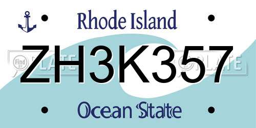 ZH3K357 Rhode Island License Plate