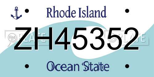 ZH45352 Rhode Island License Plate