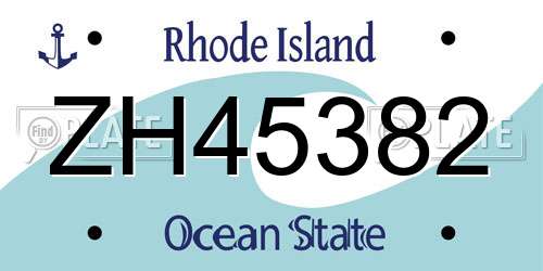 ZH45382 Rhode Island License Plate