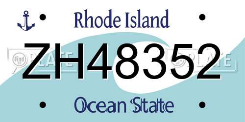 ZH48352 Rhode Island License Plate