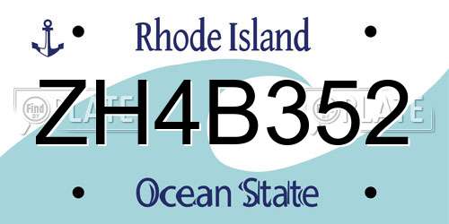 ZH4B352 Rhode Island License Plate