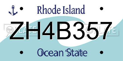 ZH4B357 Rhode Island License Plate