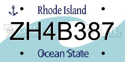 ZH4B387 Rhode Island License Plate