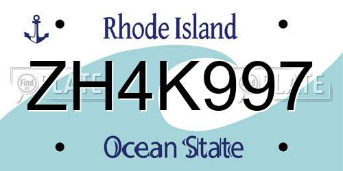ZH4K997 Rhode Island License Plate