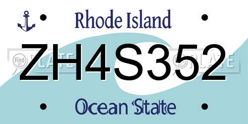 ZH4S352 Rhode Island License Plate