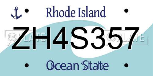 ZH4S357 Rhode Island License Plate