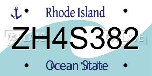 ZH4S382 Rhode Island License Plate