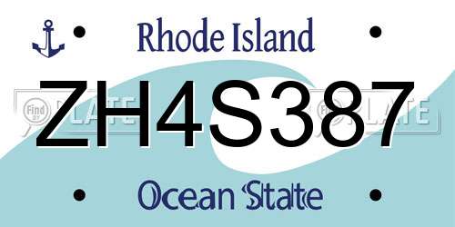 ZH4S387 Rhode Island License Plate