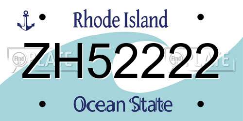 ZH52222 Rhode Island License Plate