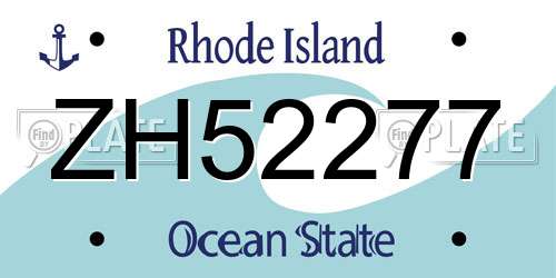 ZH52277 Rhode Island License Plate