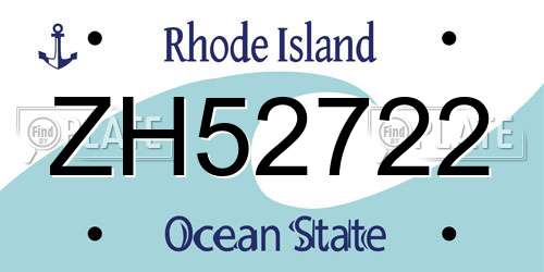 ZH52722 Rhode Island License Plate