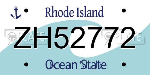 ZH52772 Rhode Island License Plate