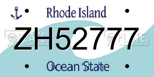 ZH52777 Rhode Island License Plate
