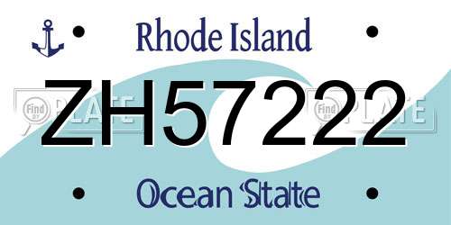 ZH57222 Rhode Island License Plate