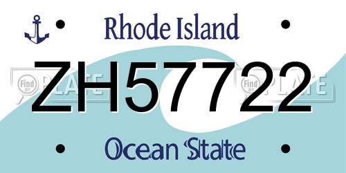 ZH57722 Rhode Island License Plate