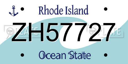 ZH57727 Rhode Island License Plate