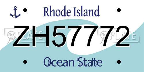 ZH57772 Rhode Island License Plate