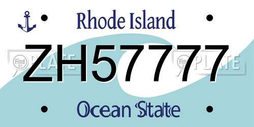 ZH57777 Rhode Island License Plate