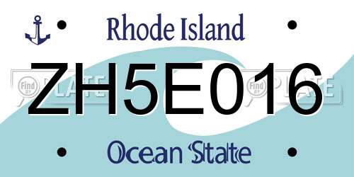 ZH5E016 Rhode Island License Plate