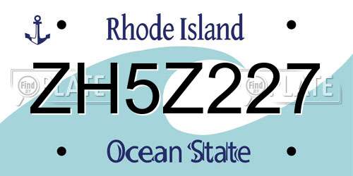 ZH5Z227 Rhode Island License Plate