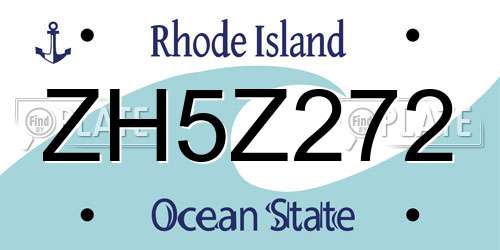 ZH5Z272 Rhode Island License Plate