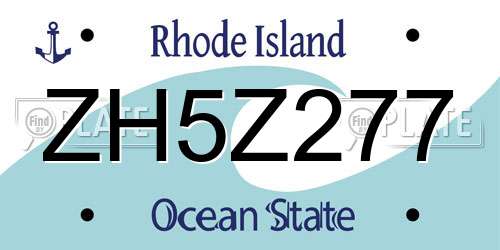 ZH5Z277 Rhode Island License Plate
