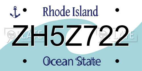 ZH5Z722 Rhode Island License Plate