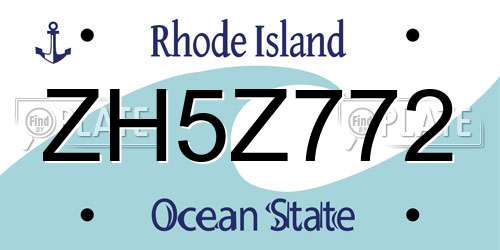 ZH5Z772 Rhode Island License Plate