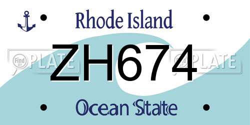 ZH674 Rhode Island License Plate