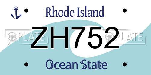 ZH752 Rhode Island License Plate