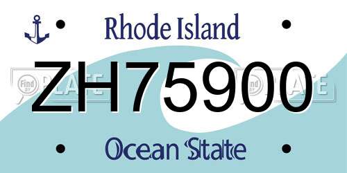 ZH75900 Rhode Island License Plate