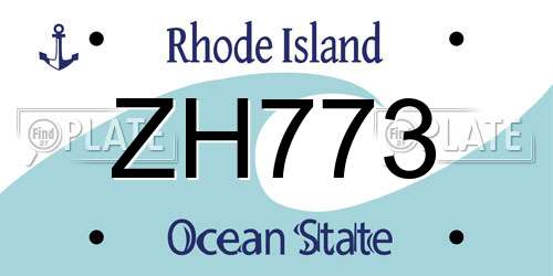 ZH773 Rhode Island License Plate