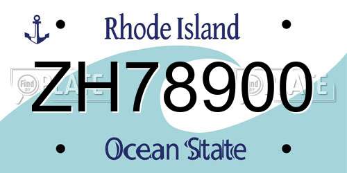 ZH78900 Rhode Island License Plate