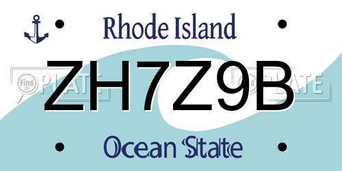 ZH7Z9B Rhode Island License Plate