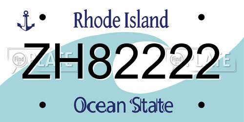 ZH82222 Rhode Island License Plate
