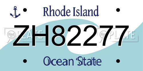ZH82277 Rhode Island License Plate