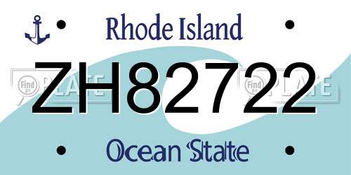 ZH82722 Rhode Island License Plate
