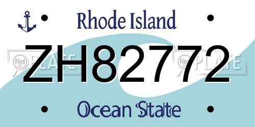 ZH82772 Rhode Island License Plate
