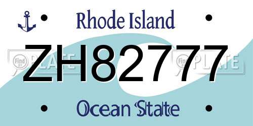 ZH82777 Rhode Island License Plate