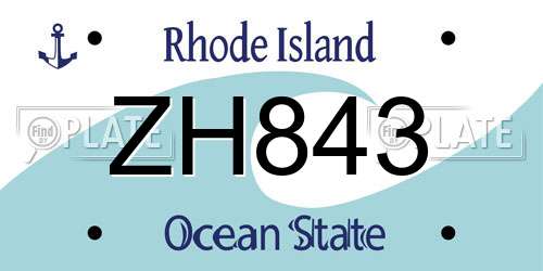 ZH843 Rhode Island License Plate