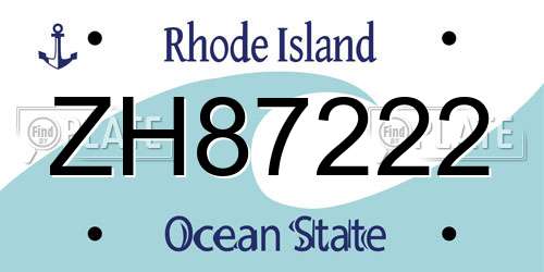 ZH87222 Rhode Island License Plate