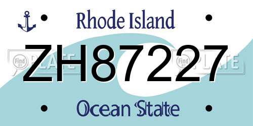ZH87227 Rhode Island License Plate