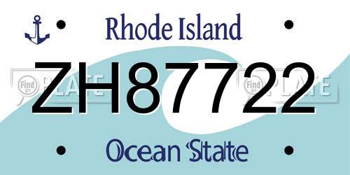ZH87722 Rhode Island License Plate