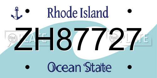 ZH87727 Rhode Island License Plate