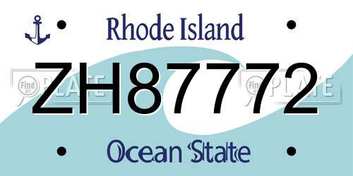 ZH87772 Rhode Island License Plate