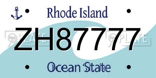 ZH87777 Rhode Island License Plate