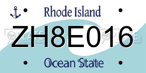 ZH8E016 Rhode Island License Plate