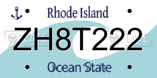 ZH8T222 Rhode Island License Plate
