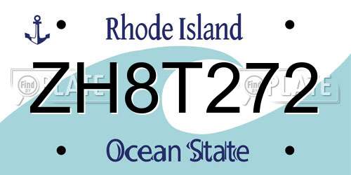 ZH8T272 Rhode Island License Plate